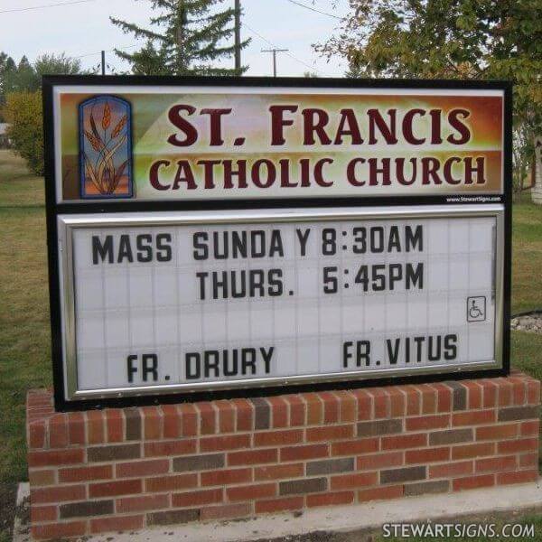 Church Sign for St. Francis Catholic Church