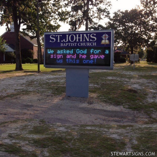 Church Sign for St. Johns Baptist Church