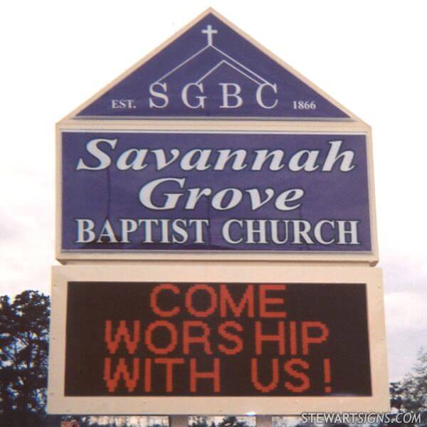 Church Sign for Savannah Grove Baptist Church