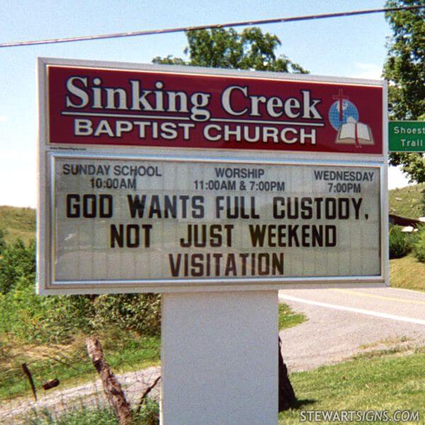 Church Sign for Sinking Creek Baptist Church