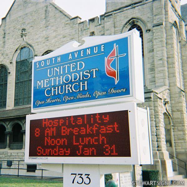 Church Sign for South Avenue United Methodist Church