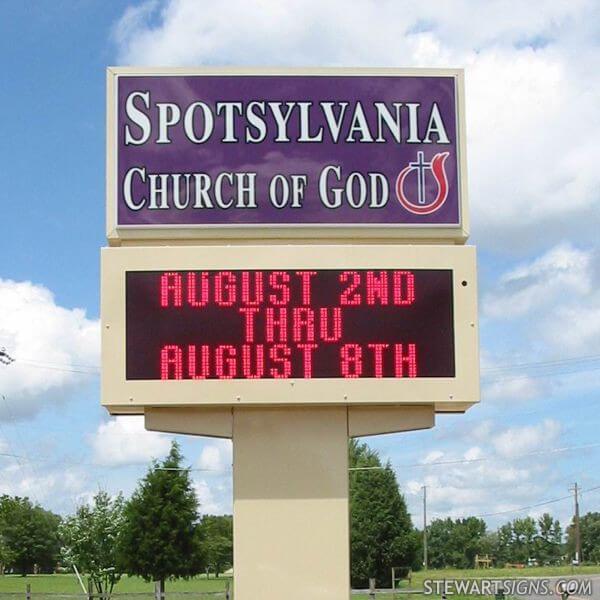 Church Sign for Spotsylvania Church of God