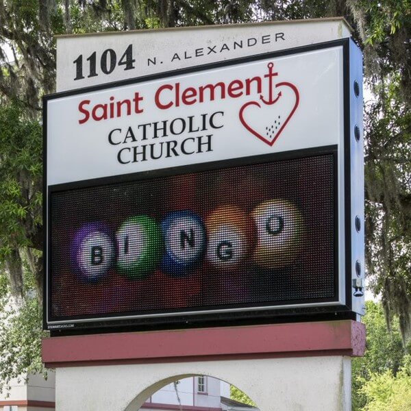 Church Sign for St Clement Catholic Church