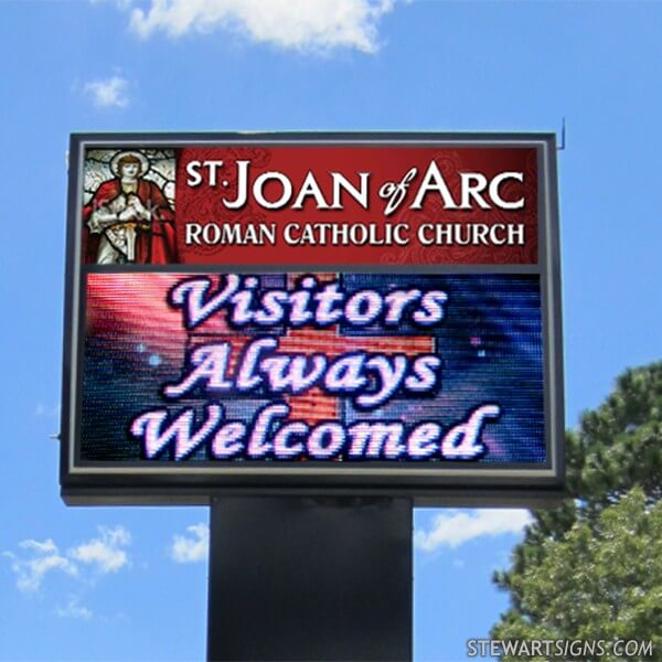 Church Sign for St. Joan of Arc Roman Catholic Church