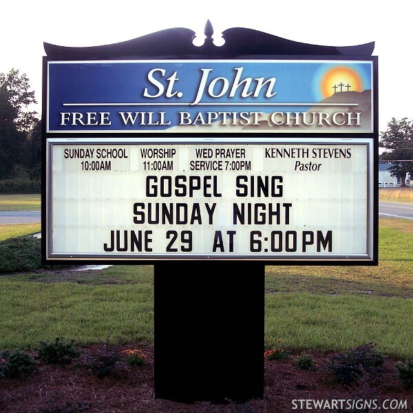 Church Sign for Saint John Free Will Baptist Church