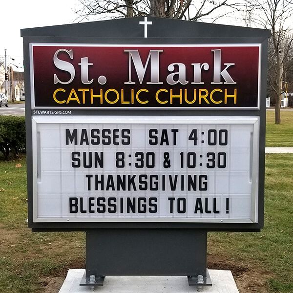 Church Sign for St. Mark Catholic Church