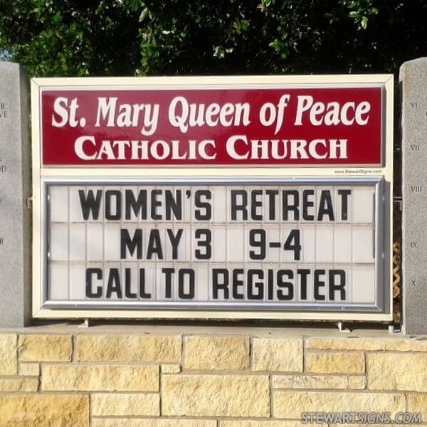 Church Sign for St. Mary Queen of Peace Catholic Church