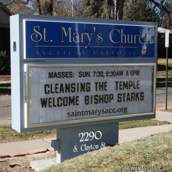 Church Sign for Saint Mary's Church Anglican Catholic