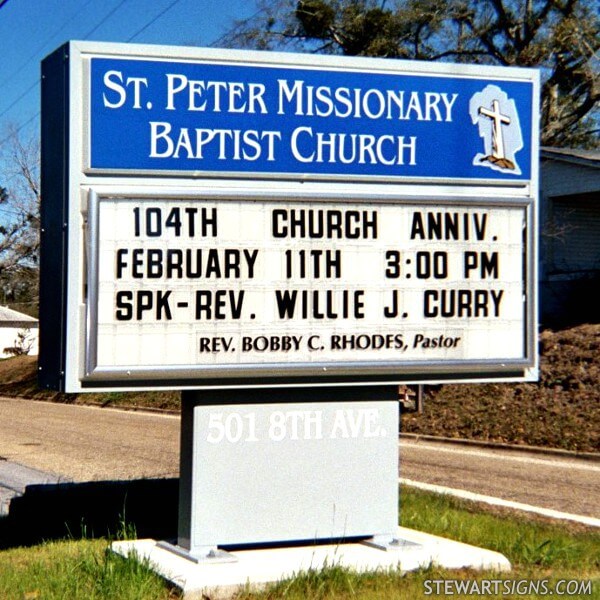 Church Sign for Saint Peter Missionary Baptist Church