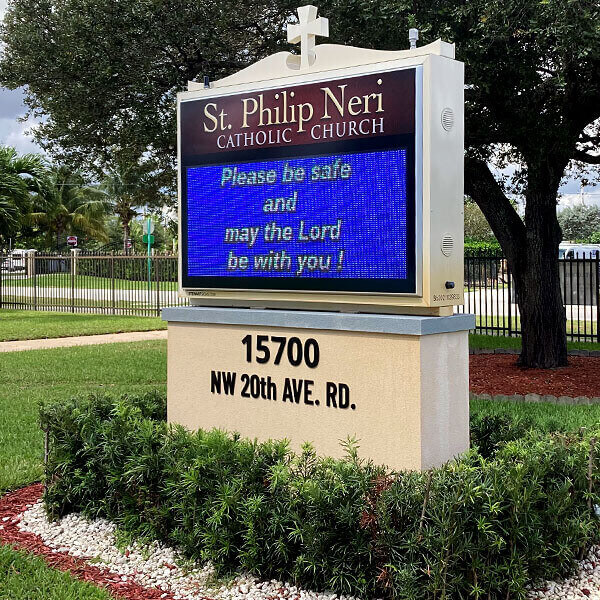 Church Sign for St Philip Neri Catholic Church