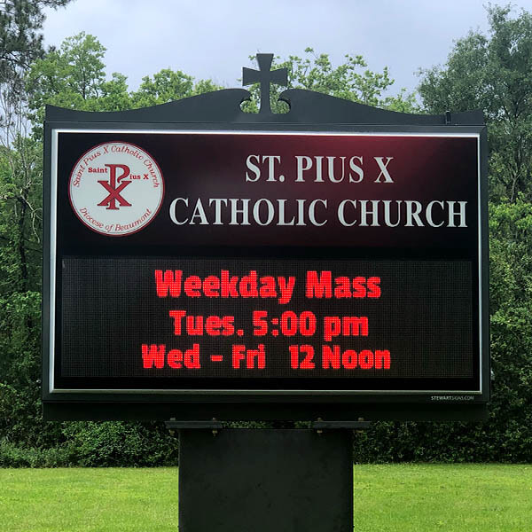 Church Sign for St. Pius X Catholic Church