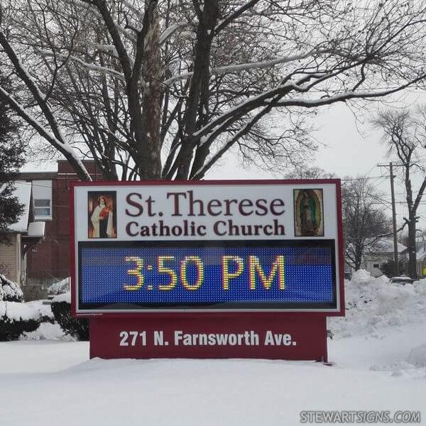 Church Sign for St Therese Catholic Church
