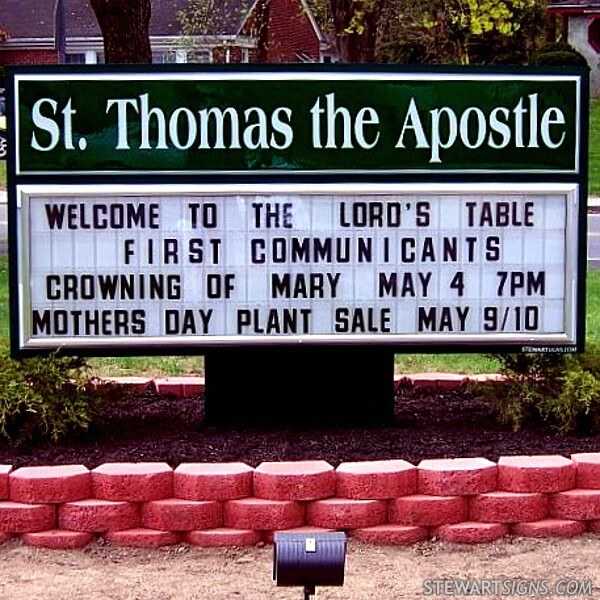 Church Sign for Saint Thomas the Apostle Catholic Church