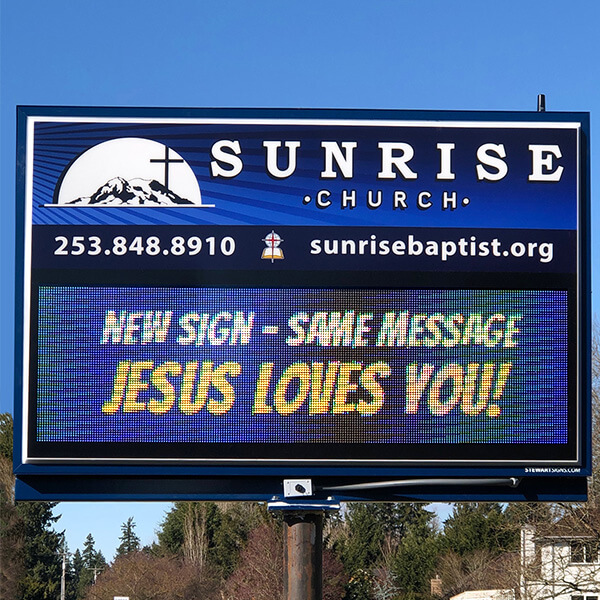 Church Sign for Sunrise Baptist Church