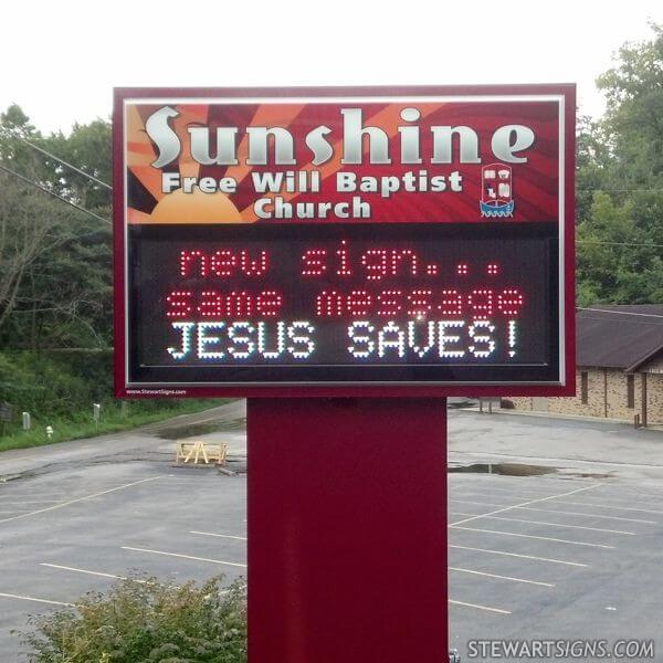 Church Sign for Sunshine Free Will Baptist Church