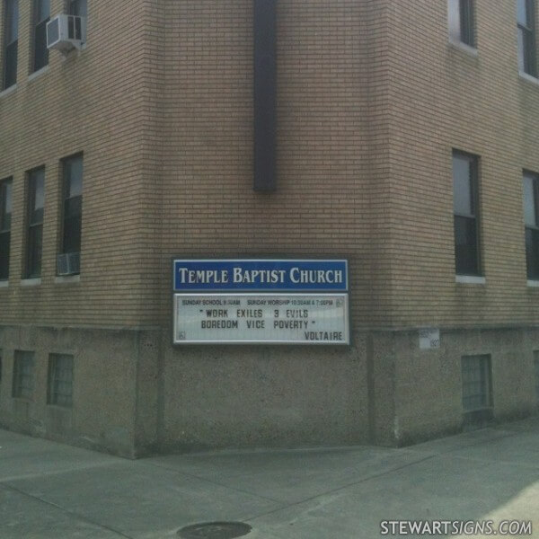 Church Sign for Temple Baptist Church