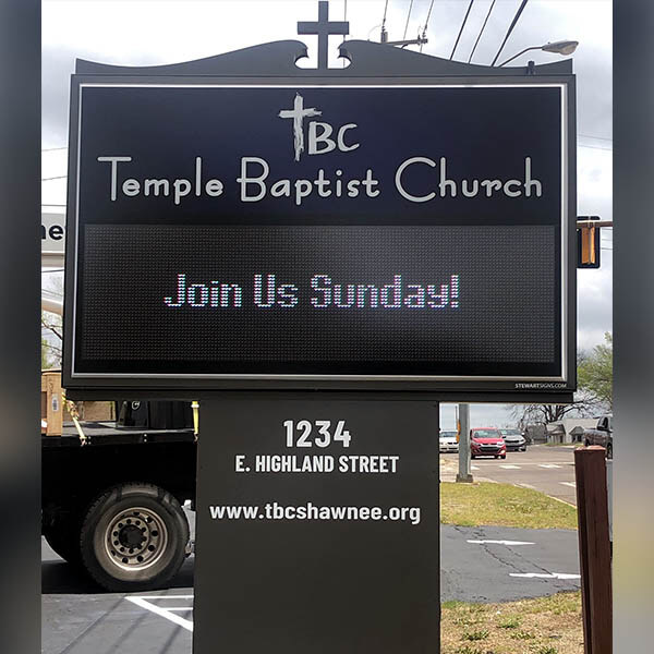 Church Sign for Temple Baptist Church