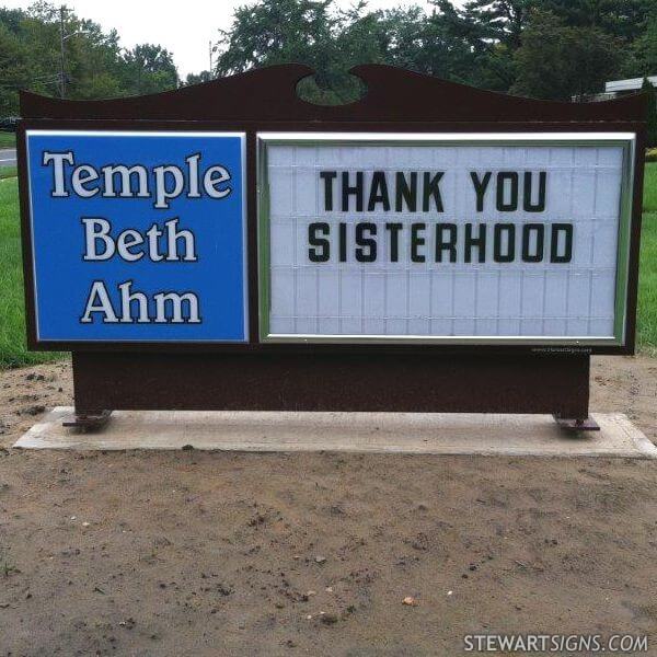 Church Sign for Temple Beth Ahm
