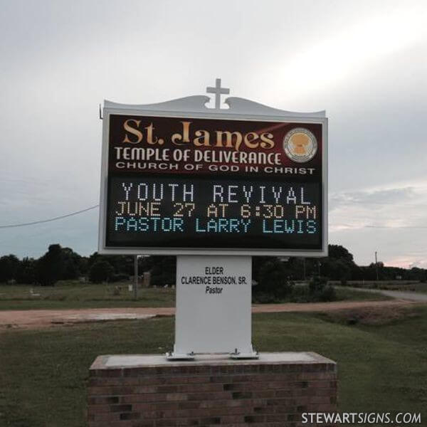 Church Sign for St. James Temple of Deliverance Church of God