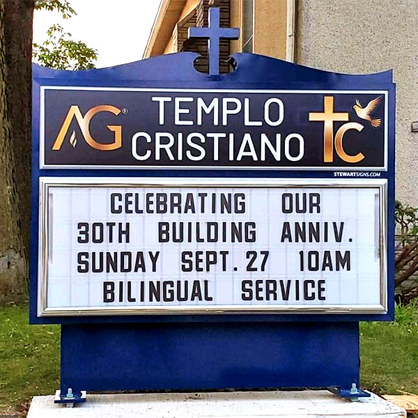 Church Sign for Templo Cristiano Church