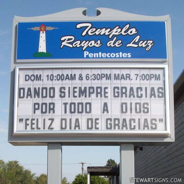 Church Sign for Templo Rayos De Luz
