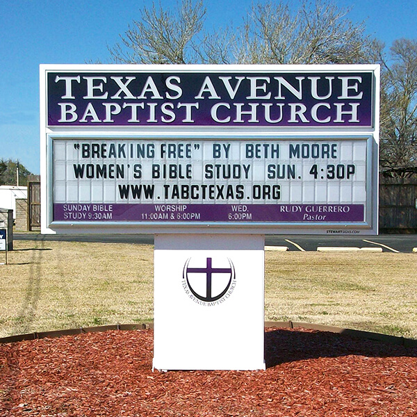 Church Sign for Texas Avenue Baptist Church