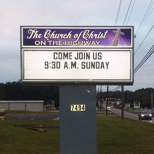 Church Sign for The Church of Christ on the Highway
