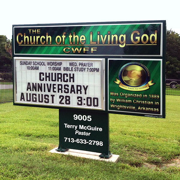 Church Sign for The Church of the Living God