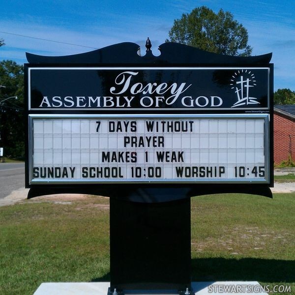 Church Sign for Toxey Assembly of God