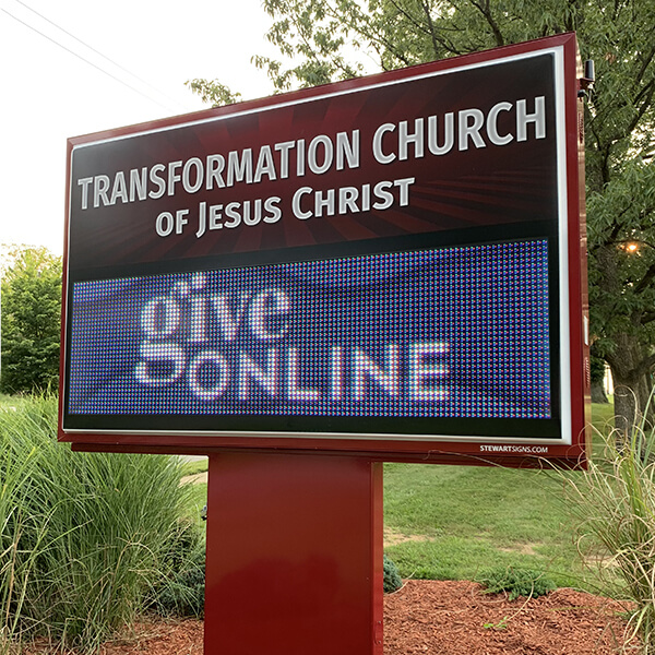 Church Sign for Transformation Church of Jesus Christ