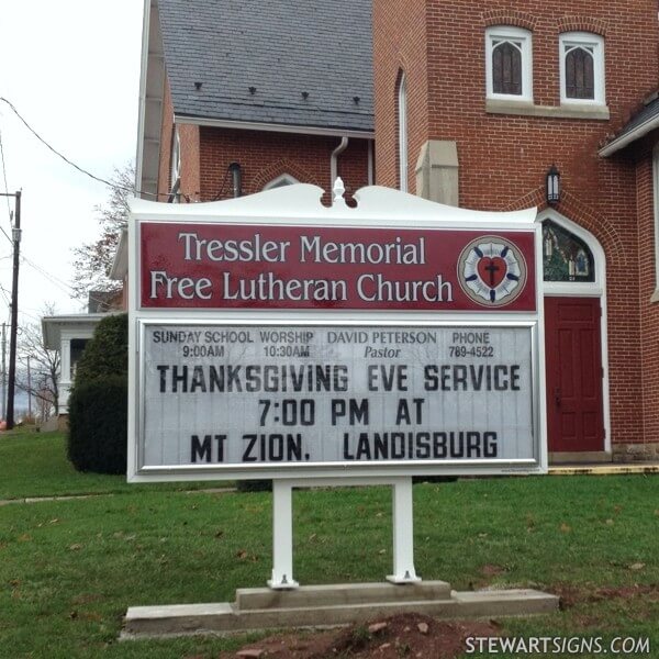 Church Sign for Tressler Memorial Free Lutheran Church