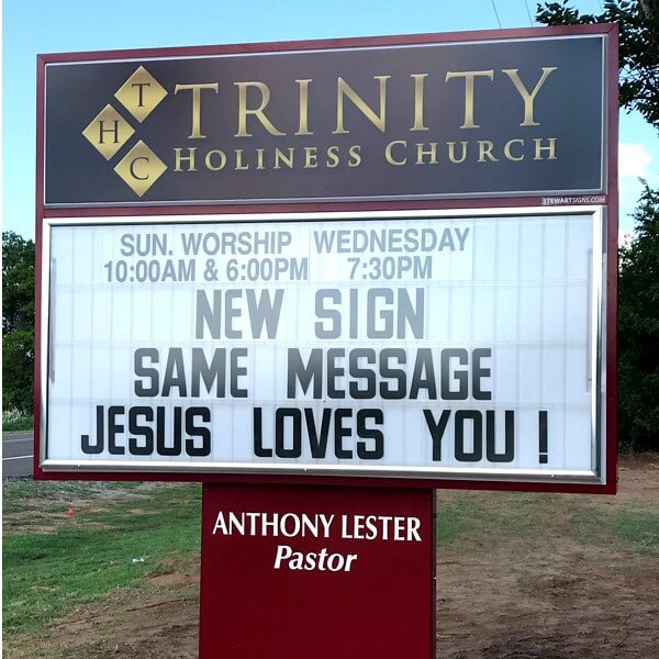 Church Sign for Trinity Holiness Church