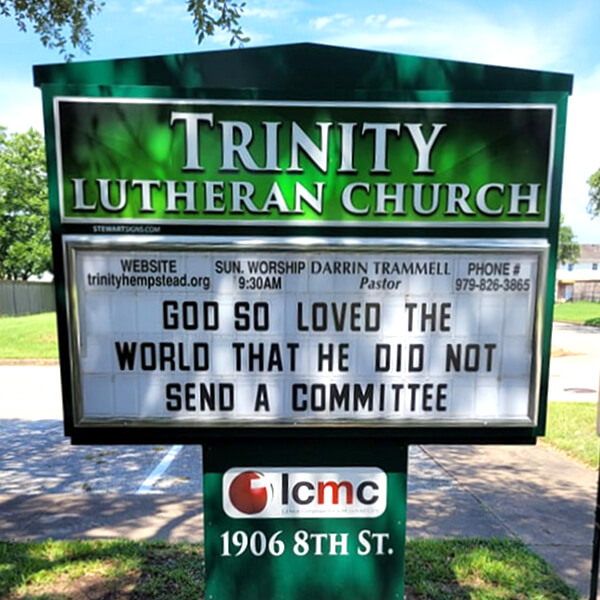 Church Sign for Trinity Lutheran Church