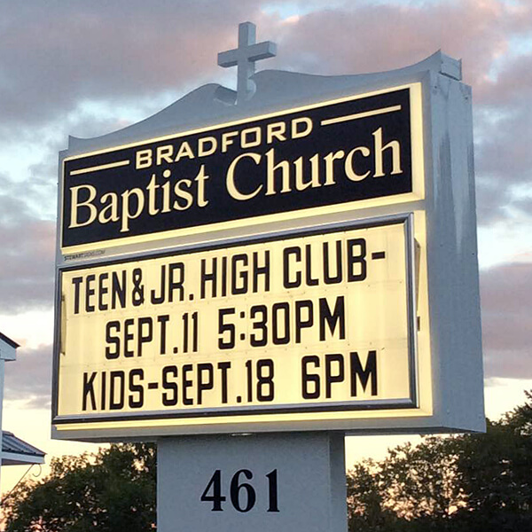 Church Sign for United Baptist Church of Bradford