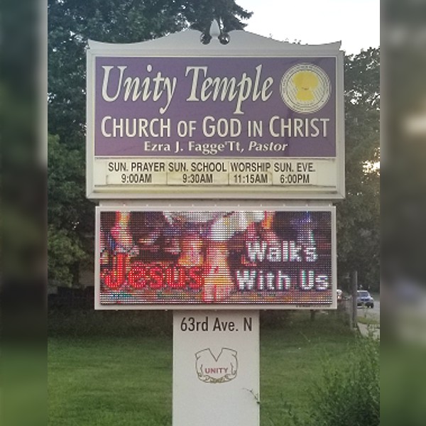 Church Sign for Unity Temple Church of God in Christ