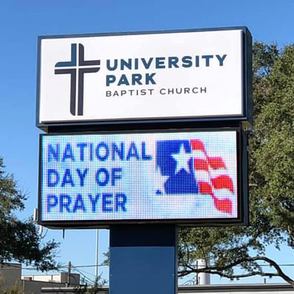 Church Sign for University Park Baptist Church