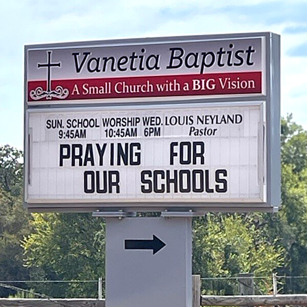 Church Sign for Vanetia Baptist Church