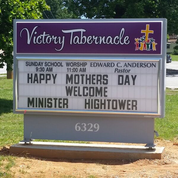 Church Sign for Victory Tabernacle