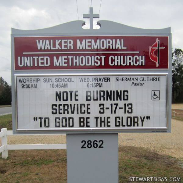 Church Sign for Walker Memorial United Methodist Church