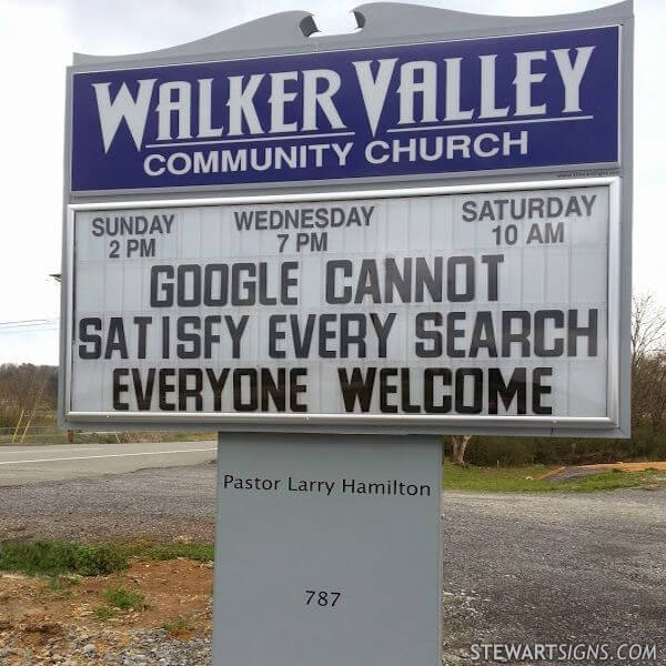 Church Sign for Walker Valley Community Church