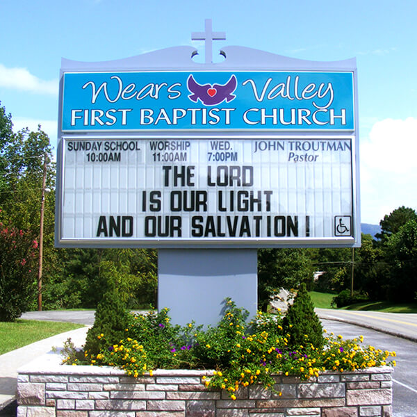 Church Sign for Wears Valley Baptist Church