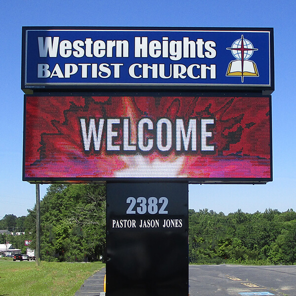 Church Sign for Western Heights Baptist Church