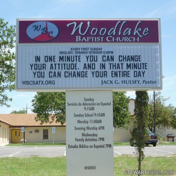 Church Sign for Woodlake Baptist Church