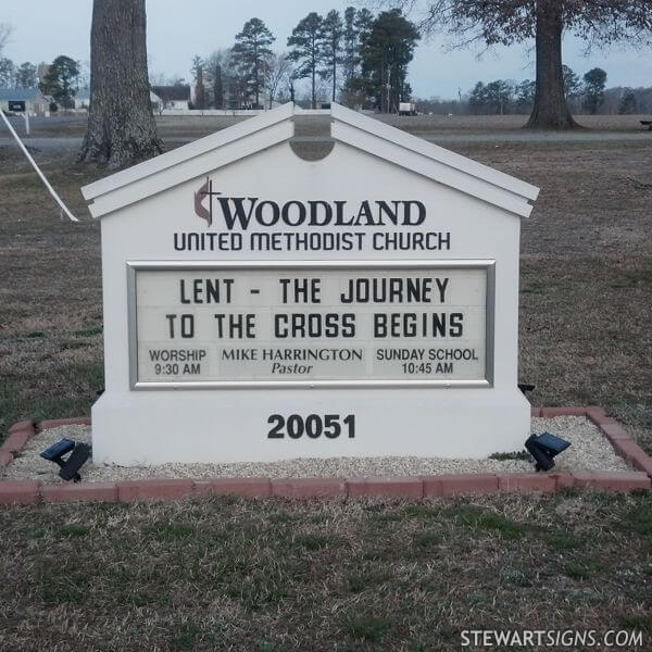 Church Sign for Woodland United Methodist Church