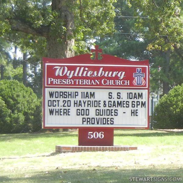 Church Sign for Wylliesburg Presbyterian Church