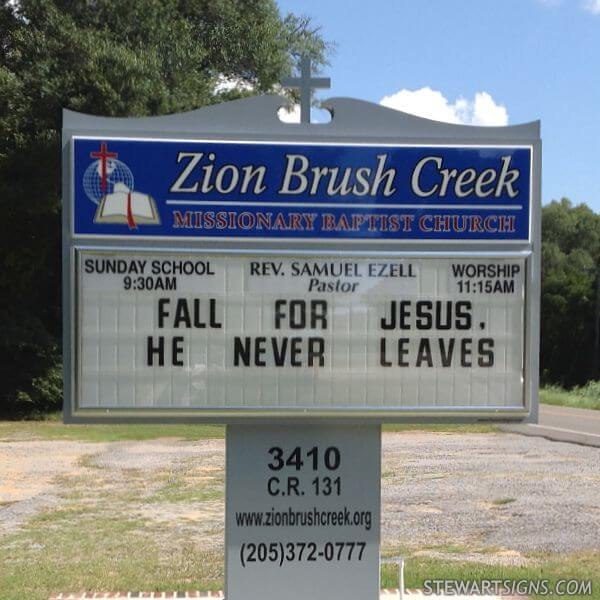 Church Sign for Zion Brush Creek Missionary Baptist Church