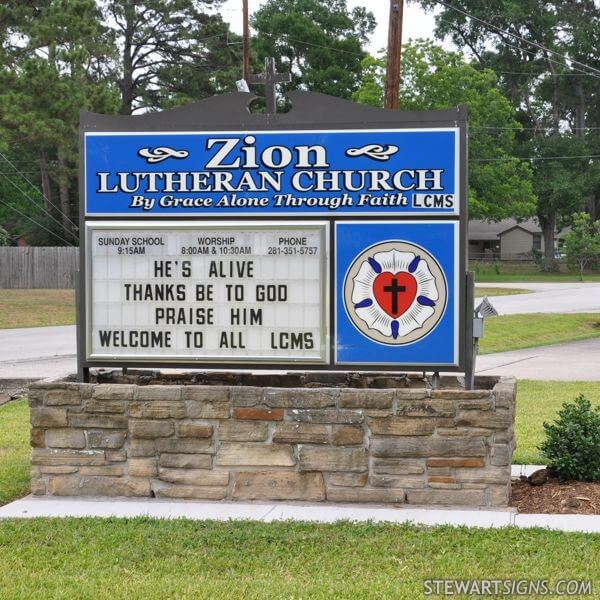 Church Sign for Zion Lutheran Church