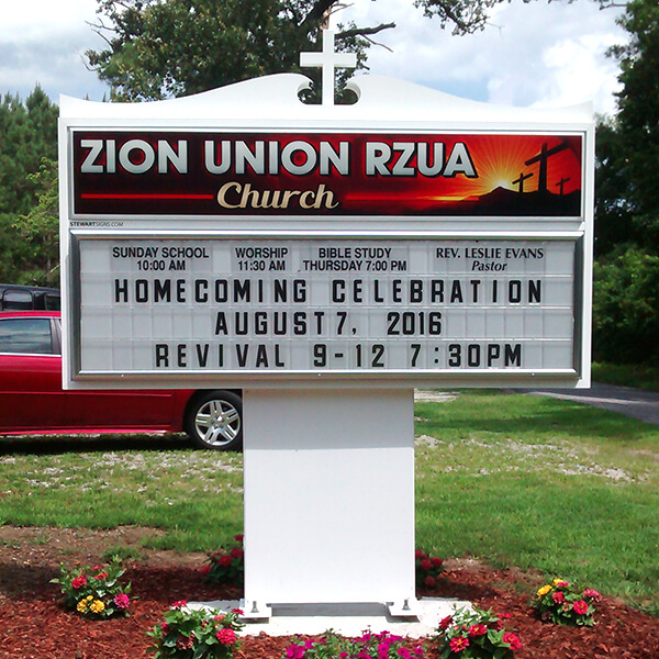 Church Sign for Zion Union Rzua Church