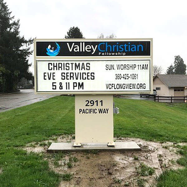 Church Sign for Valley Christian Fellowship - Pacific Way