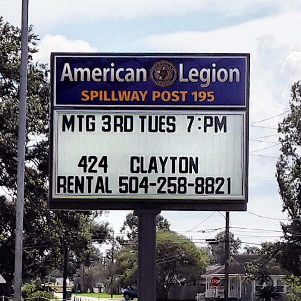 Civic Sign for American Legion Spillway Post 195
